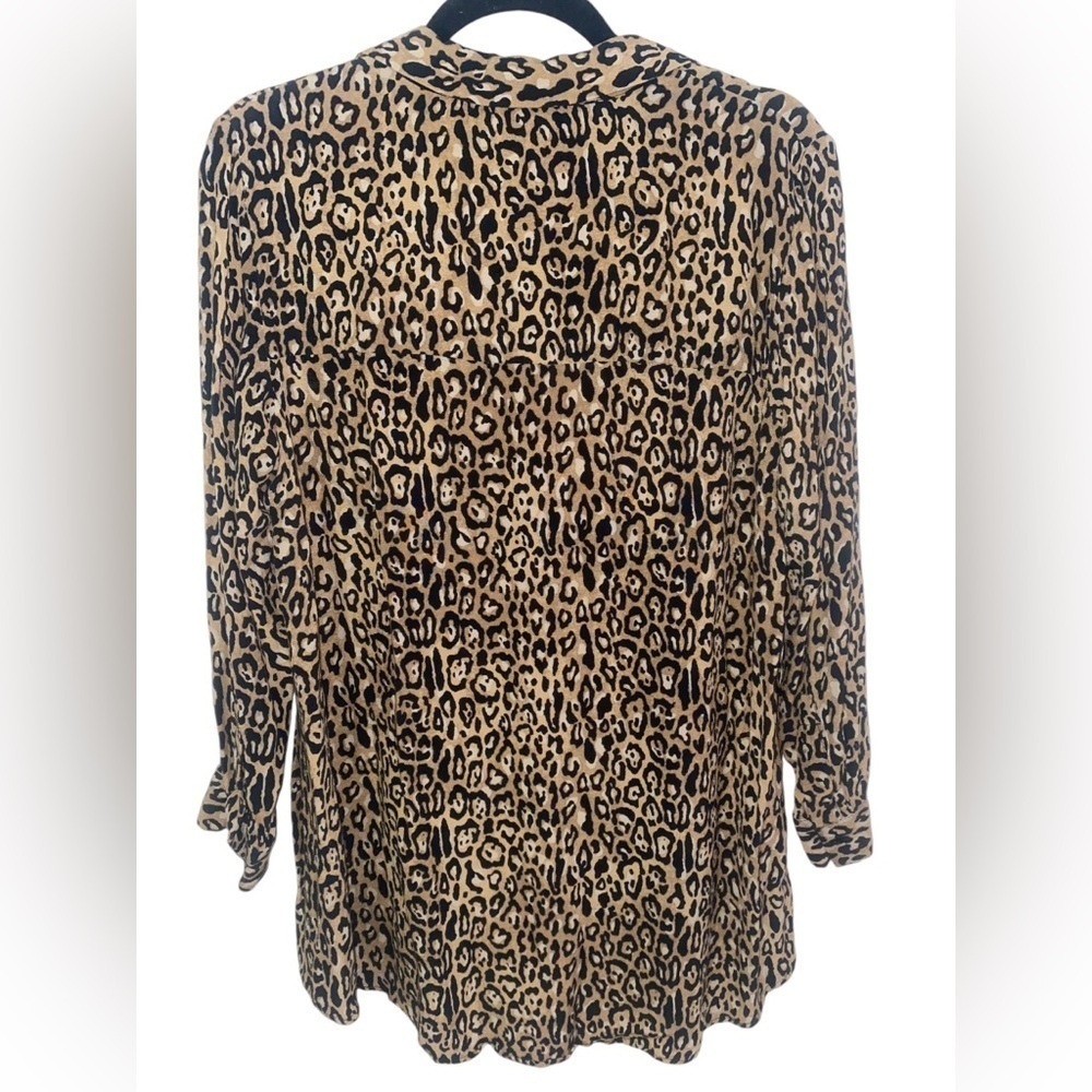 Zara Leopard Animal Print Long Sleeve Button Blou… - image 2
